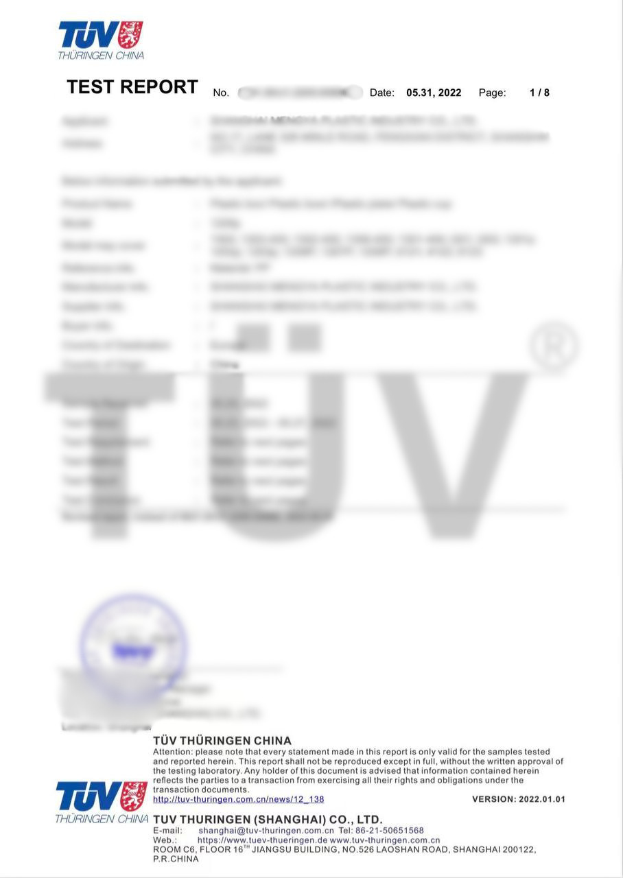 TÜV Test Report — PP Products